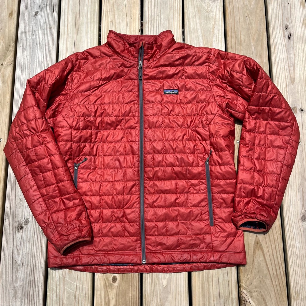 Patagonia Jacket Nano Puff Full Zip Quilted Orange Mens XL FLAWED